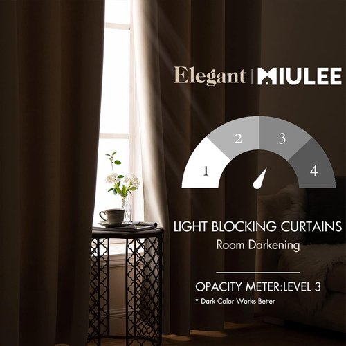 MIULEE Blackout Curtains - Thermal Insulated Room Darkening Drapes | 52 x 84 Inch Beige, 2 Panels Set