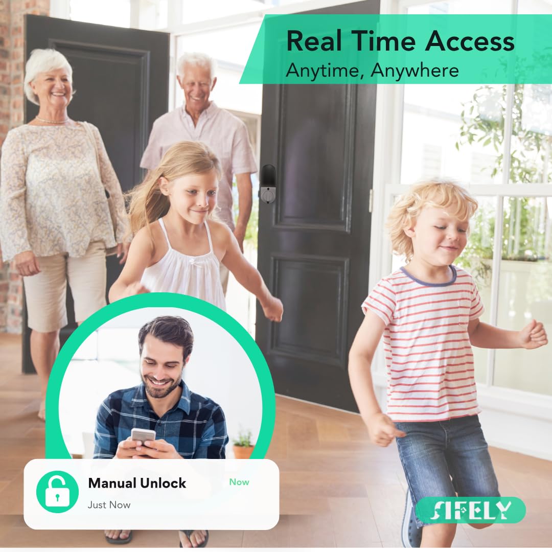 Built-in WiFi Fingerprint Smart Deadbolt with Keypad – Keyless Entry Lock for Home, Airbnb, Rental, Kids/Seniors, Remote App Access, Auto Lock, DIY Setup (No Gateway Needed), Alexa & Google Compatible