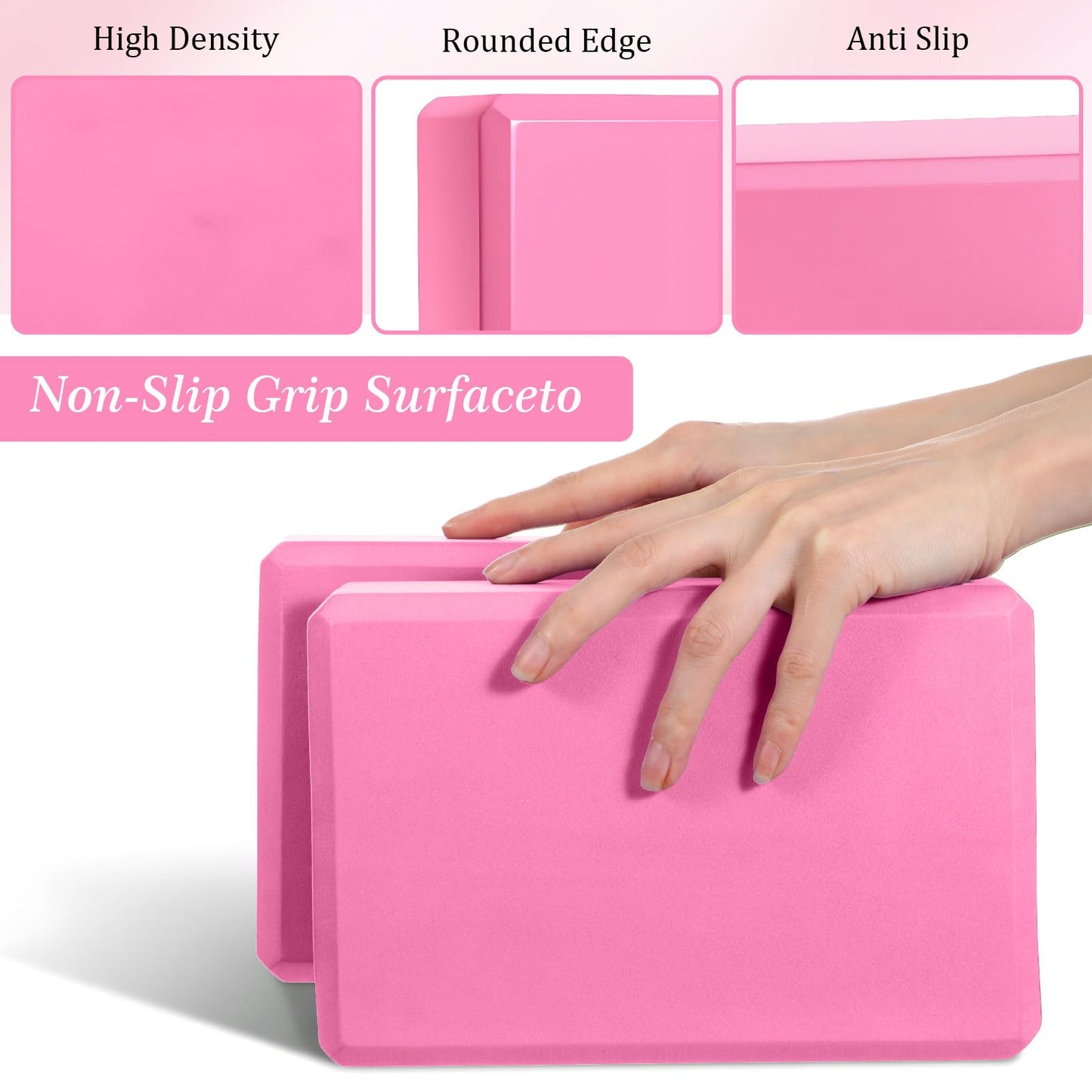 4 Pcs Yoga Blocks 9 x 6 x 3.15 Inch Eva Foam Lightweight Non Slip Yoga Props Firm and Supportive for Yoga Pilates Stretching Meditation