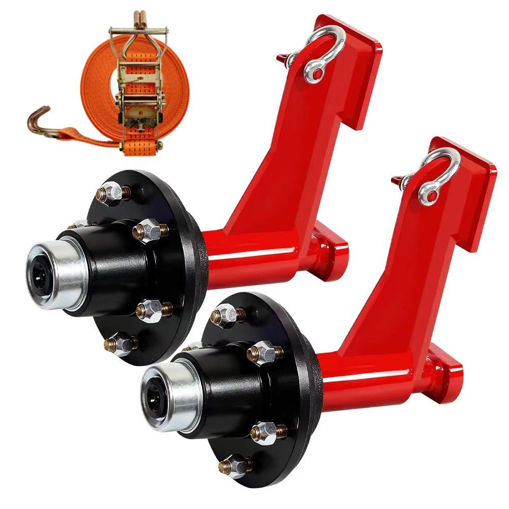 Professional 2 Pack Shipping Container Wheels 6-Lug Wheels Kit, Shipping Container Axle, Heavy Duty Shipping Container Accessory with Ratchet Tie Downs for Moving 20ft - 40ft Container