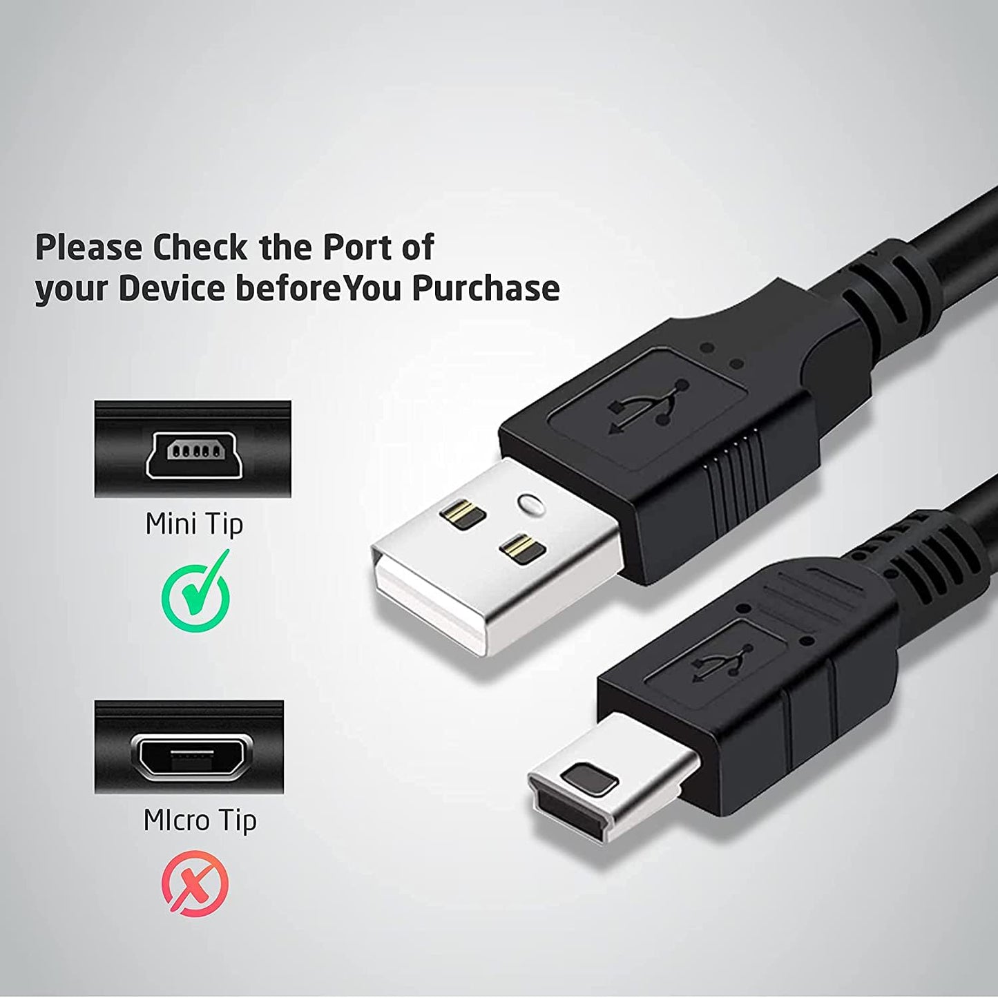 10-Pack, 3-Feet, PS3 Durable Mini USB to USB Cable - Fast Charging, Compatible with GoPro, Snowball iCE, USB Mic