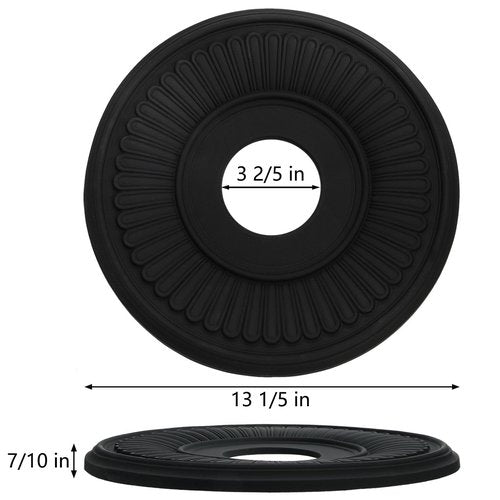 Hedume Black Ceiling Medallion, 13 1/5" OD x 3 2/5" ID PU Decorative Home Lighting Ceiling Cover Plate for Light Fixtures and Ceilings Fans