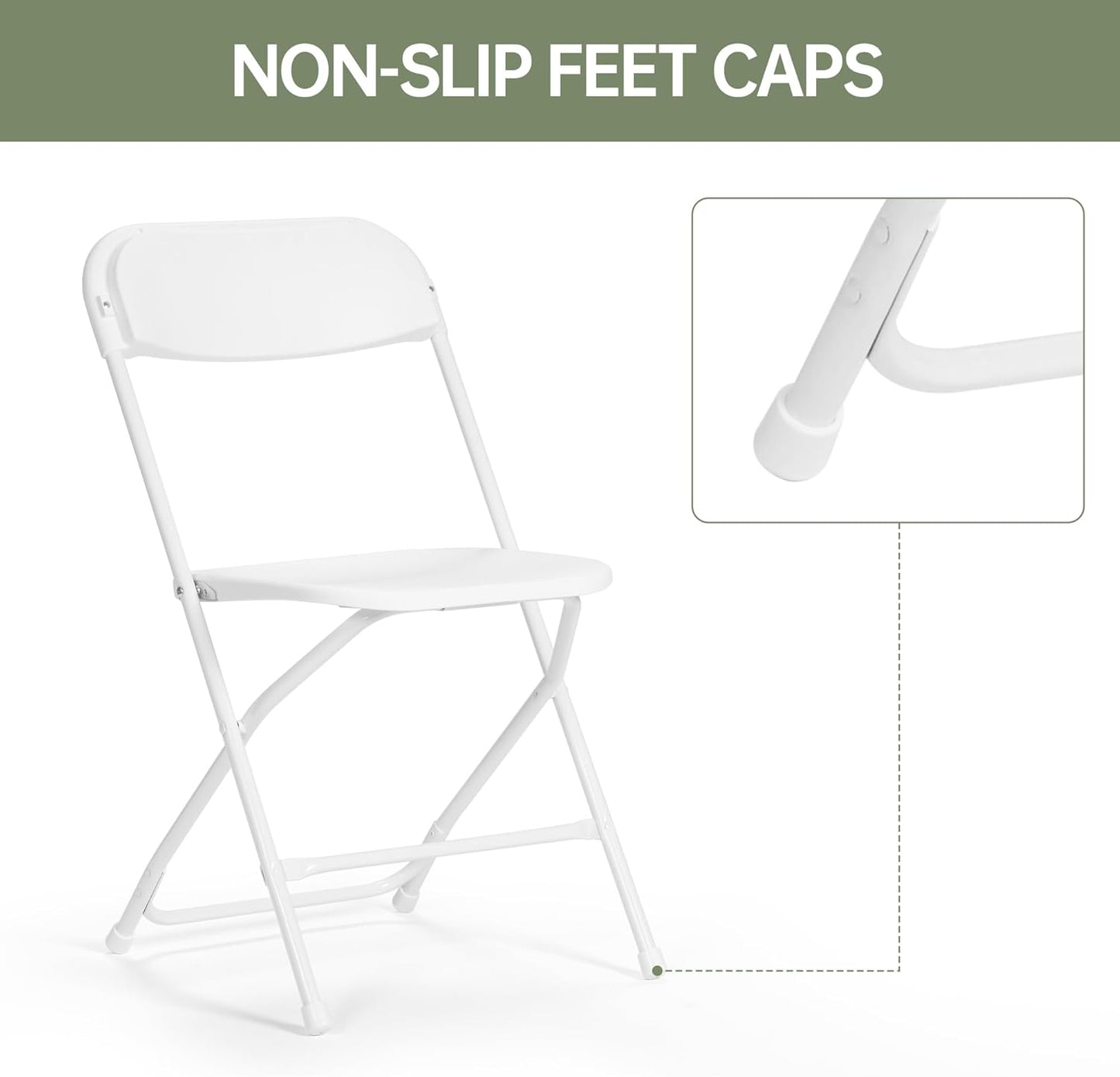 Skiennix Heavy-Duty Plastic Folding Chairs - 10 Pack, 350 LB Capacity, Portable for Indoor/Outdoor Events | White