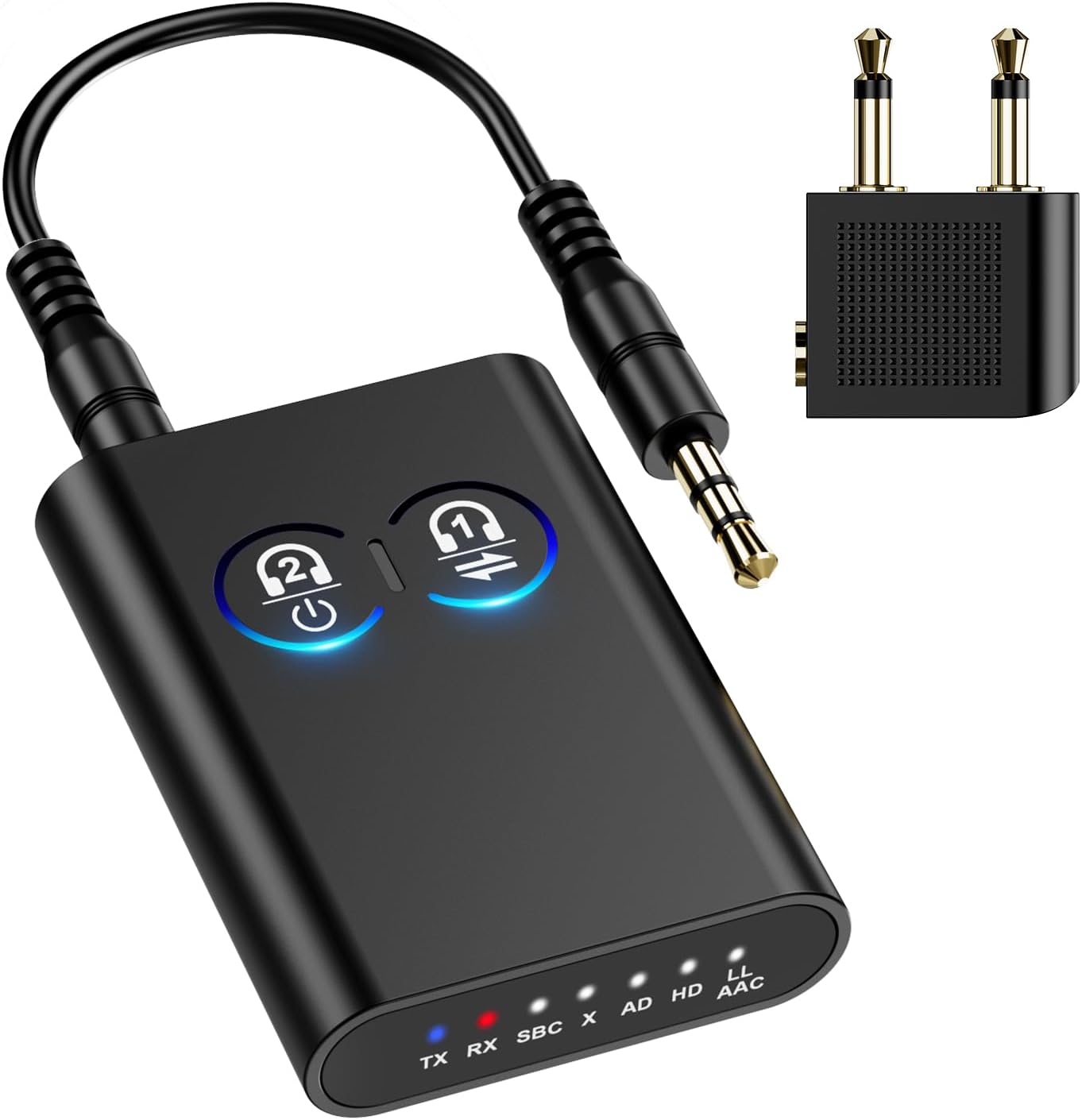 Ankilo 5.2 2-in-1 Bluetooth Transmitter Receiver, Upgraded Airplane Wireless Adapter, Dual Link AptX