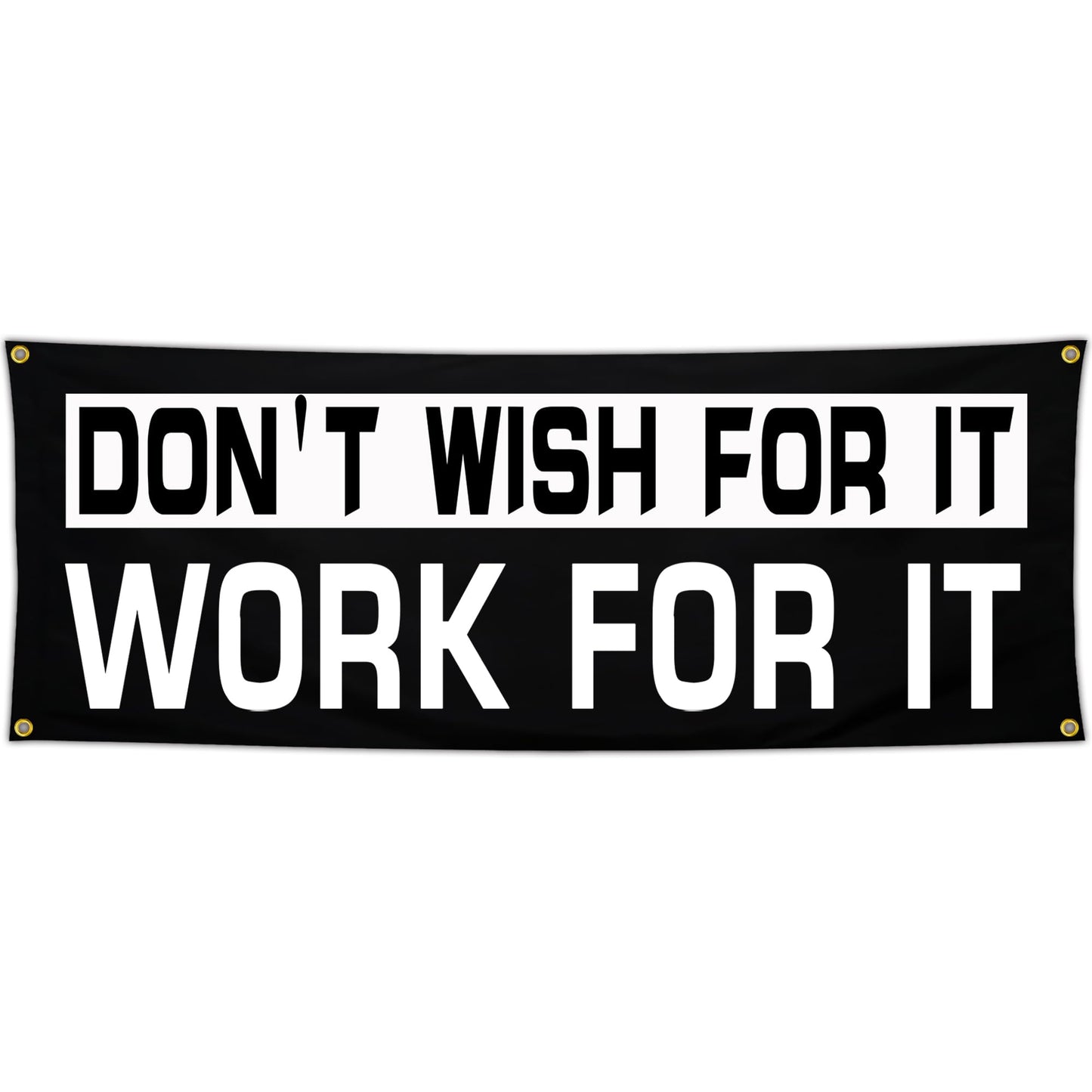 Bomtas Motivational Gym Posters Banners Flags for Home Gym Room Guys Office Bedroom Don't Wish for it Work for it Inspirational Flag Banner 24x72 Inch Motivation Wall Art Decor