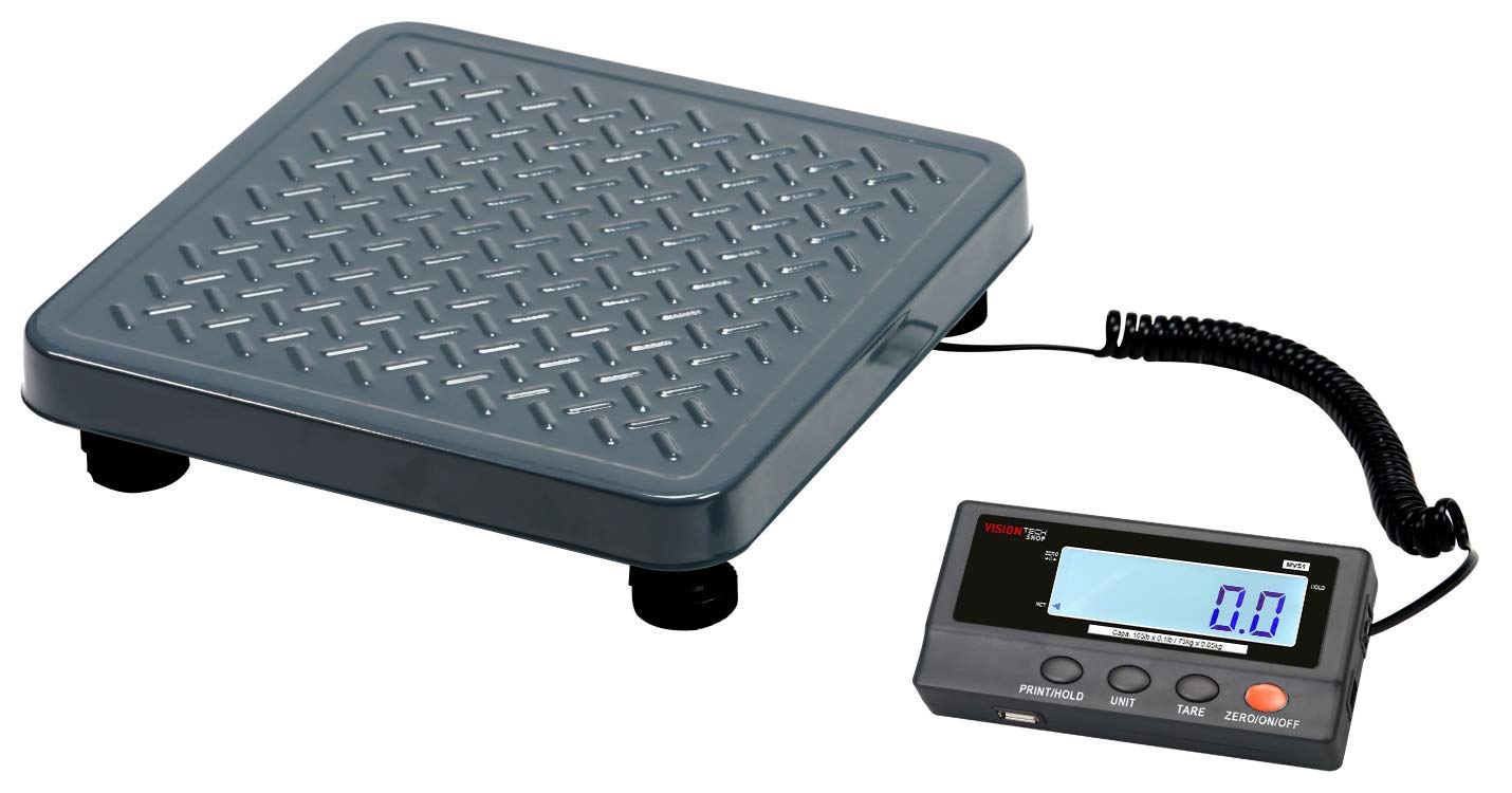 VisionTechShop MVS1 Heavy Duty Shipping Postal Scale, Lb/Kg Switchable, Capacity 165lb x 0.1lb / 75kg x 0.05kg Readability, Battery Operated, Power Adapter Included, Portable Scale for Warehouse