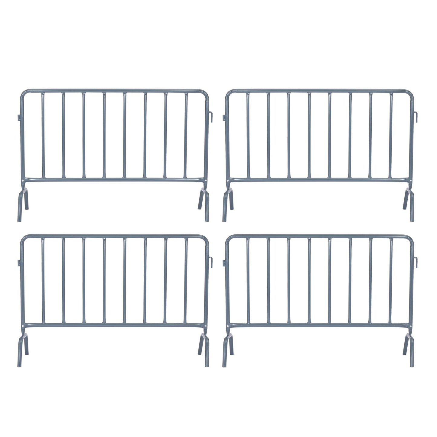 AdirPro 5 ft Crowd Control Barricade, 4-Pack | Interlocking Steel Barricade Fence | Heavy-Duty 16-Gauge Weatherproof Steel | for Events, Construction, Road Closure & Parking Lots