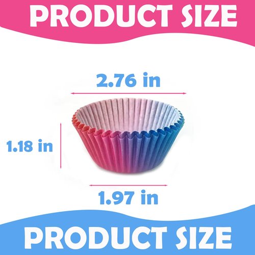 LUUDYOTU 100 Pcs Gender Reveal Cupcake Liners, Pink and Blue Baking Cups, Muffin Paper Wrapper Decorations for Birthday Party, Baby Shower(Gradient 100Pcs)