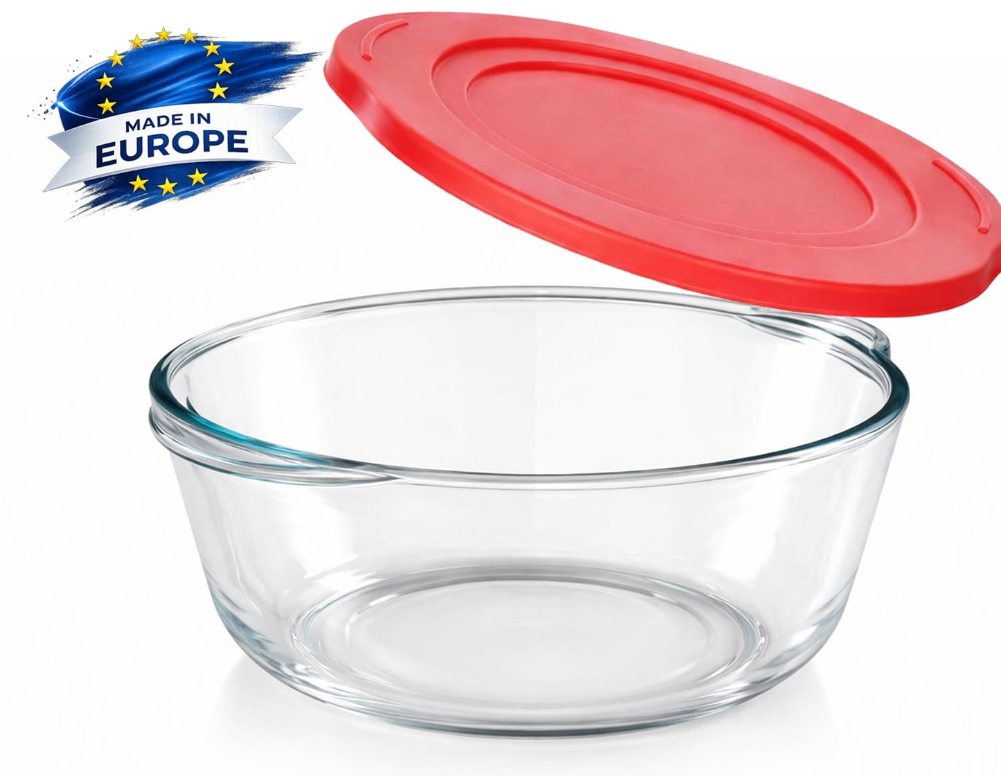 Ums 2.2 Quart Round Glass Baking Dish with Lid, Round Casserole Dishes for Oven with Lids, Borosilicate Glass Casserole Dish, Covered Casserole Dish with Lid, Food Storage Containers with Lids, Glass Storage Containers with Lids