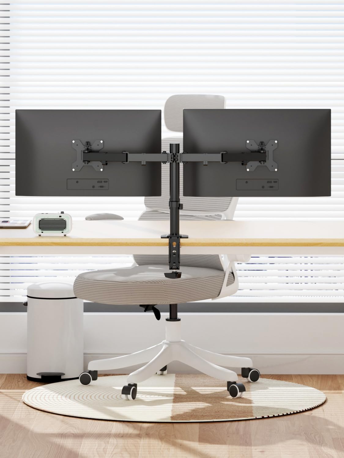 suptek 2 27 inch, 22 lbs 75x75/100x100 mm, (MD9442) Dual Monitor Desk Mount, Adjustable Dual Monitor Arm for Computer