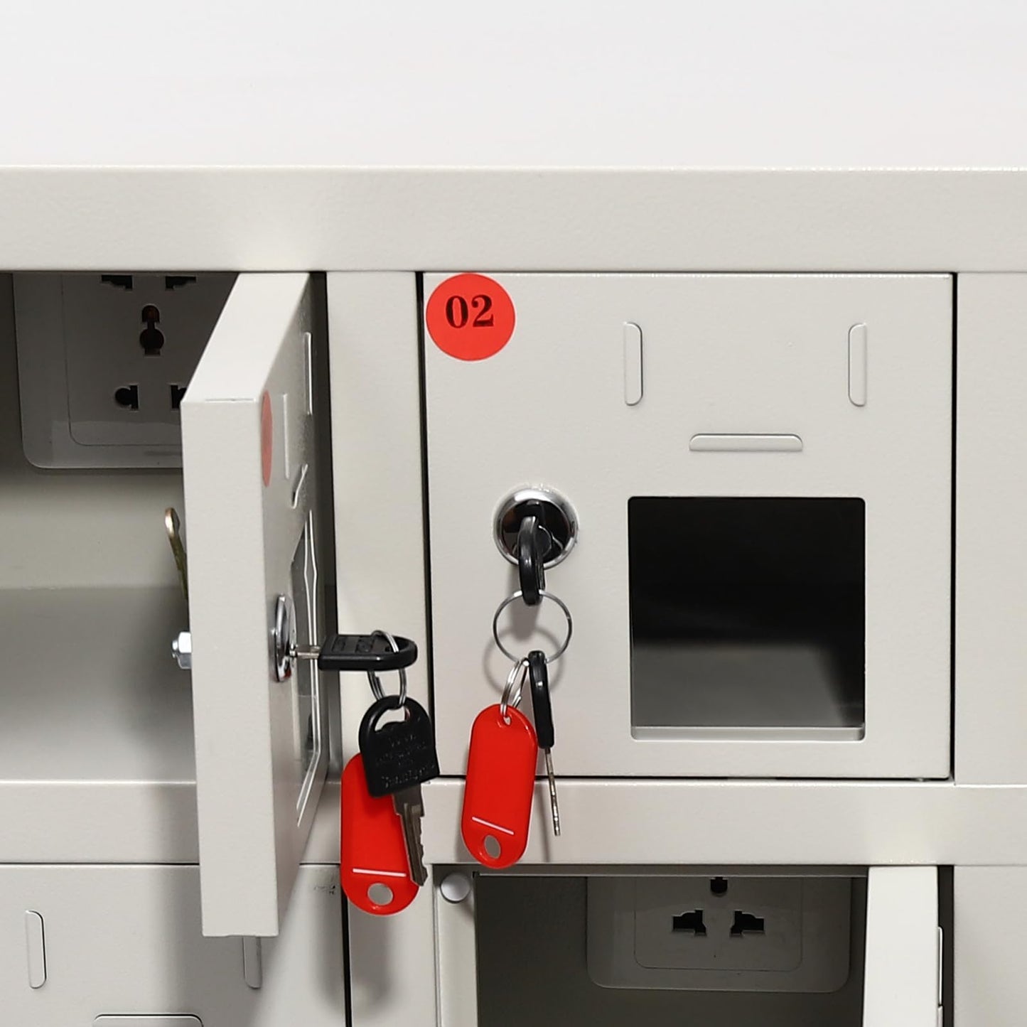 QUEWATSA 9 Slots Cell Mobile Phone Steel Locker with Lock, Cell Phone Locker with Charging Station, Cellphone Locker for Schools, Conference Rooms, and Offices