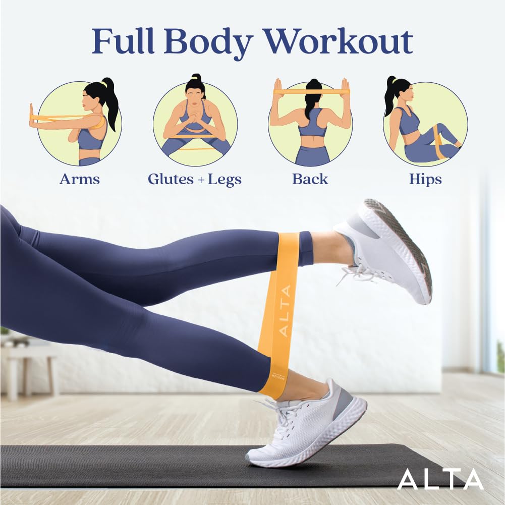 ALTA Mini Loop Bands for Exercise - Premium Durable Latex - Small Resistance Bands for Women, Booty Bands for Working Out, Leg Stretch Loops for Physical Therapy, Pilates Exercise Mini Bands Set