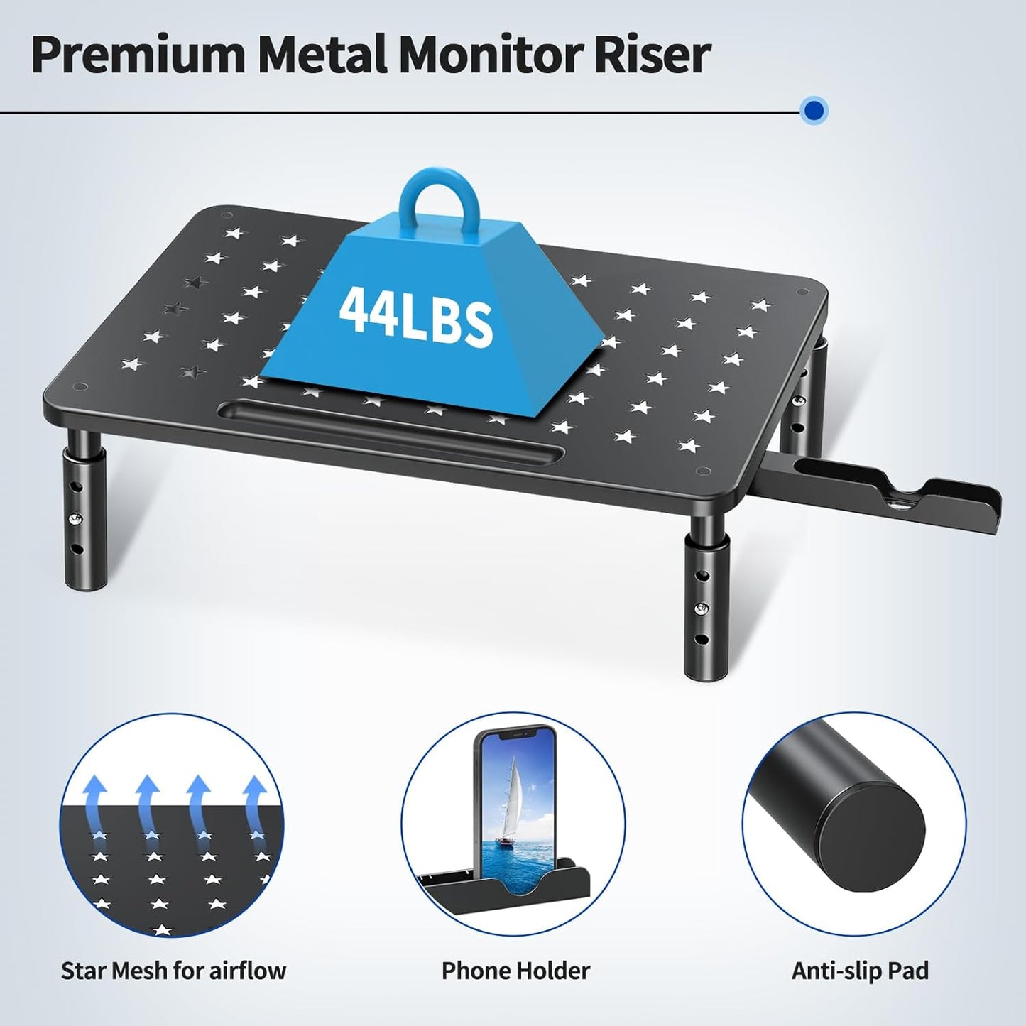 2 Pack 3 2 Zimilar Monitor Stand , Height Adjustable Stand with Unique Star Mesh for Computer, Laptop, Printer