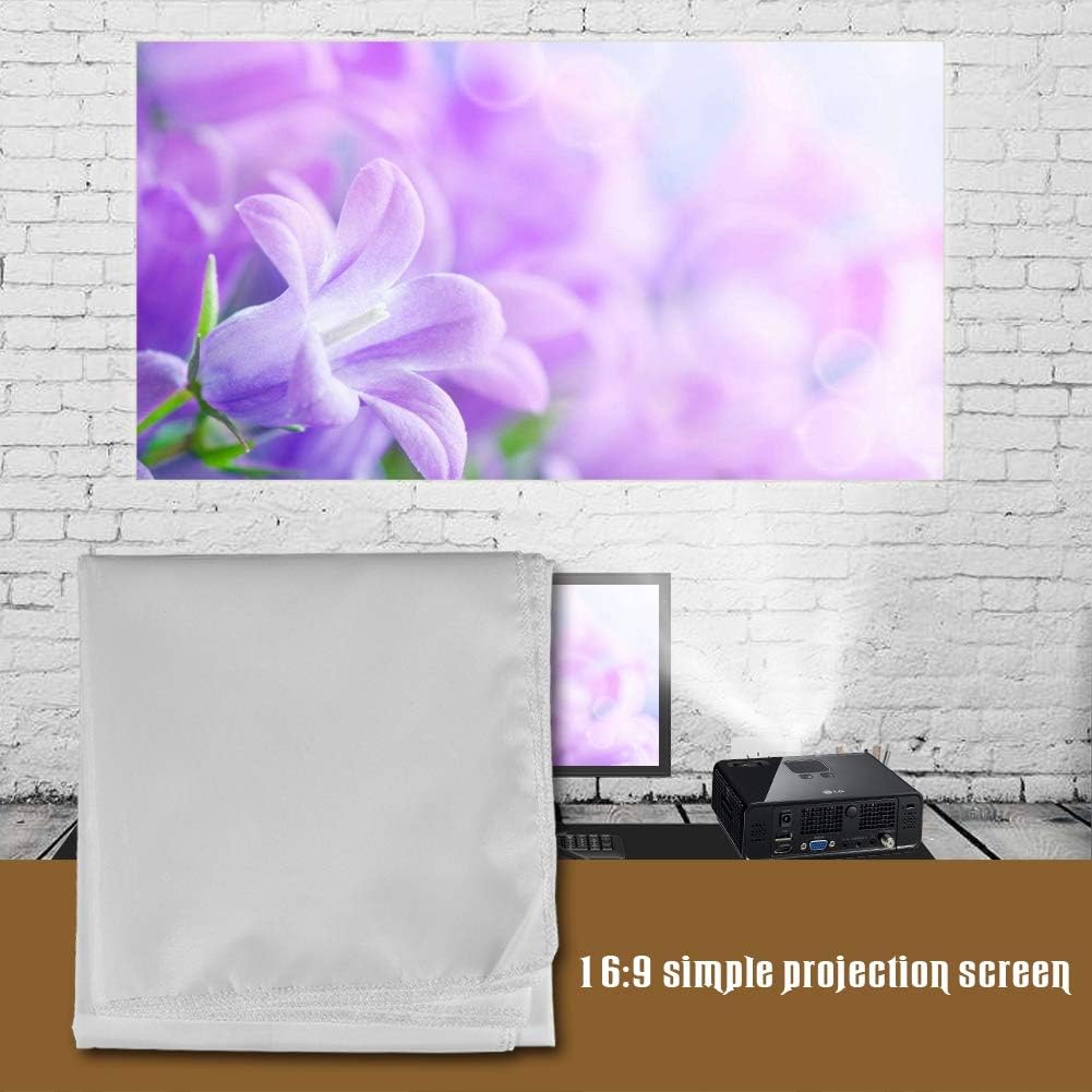 Zopsc 60-120 Inch 16:9 Anti-Reflective(84inch) Portable Projection Screen White Synthetic Polyester Fabric Projector