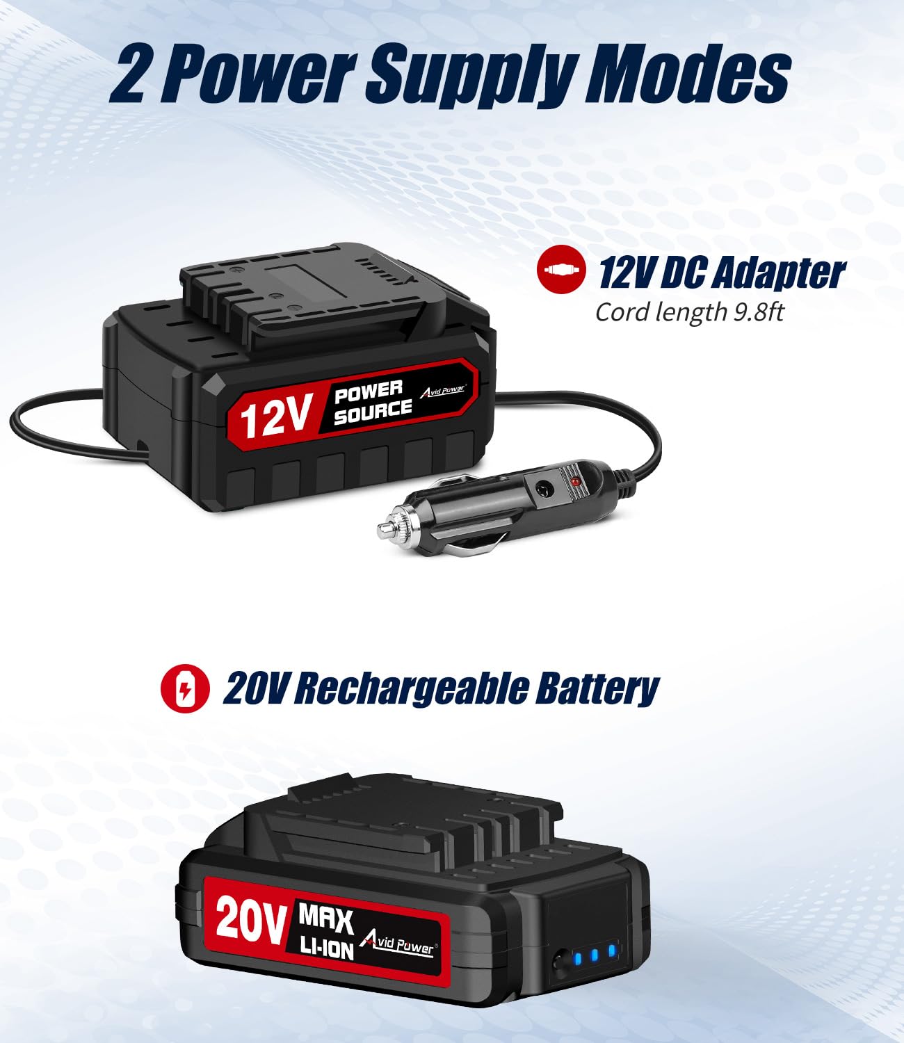 AVID POWER Tire Inflator Portable Air Compressor, with 12V DC Adapter and Digital Pressure Gauge, bundle with 1200W Car Polisher, 6 Variable Speed 1000-3500 RPM, Rotary Buffer Waxer Kit