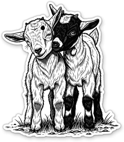 Sticker Mine 3" Country Baby Goats Sticker - Laptop Sticker - Waterproof Vinyl for Car, Phone, Water Bottle - Farm