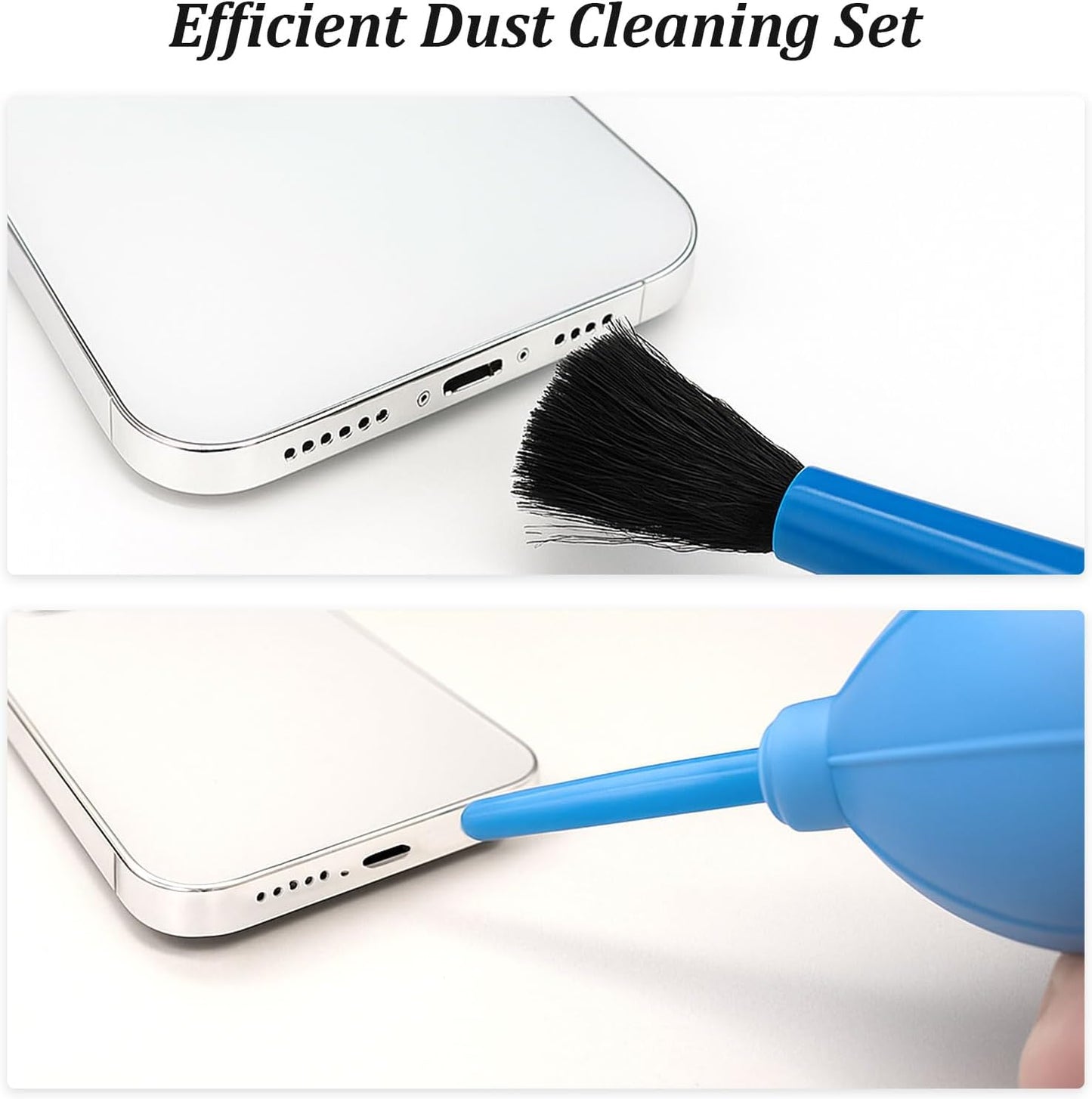 Brvlsoc 2-Pack Soft Brush Manual Rubber Air Blower Dust Cleaner for Camera, Telescope, Microscope, and Electronics