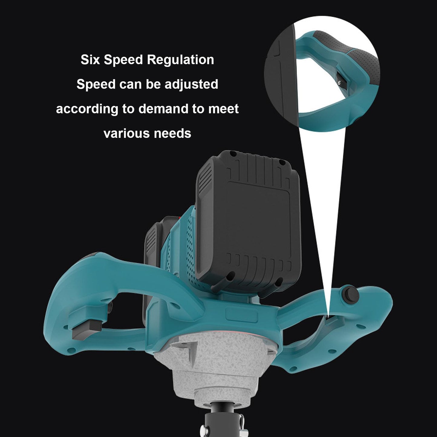ariarly Battery Electric Ice Auger 100-800RPM 6 Speed Adjustable Post Hole Digger 1200N.m Torsion Cordless Post Hole Digger Power Head(Not Included Battery)