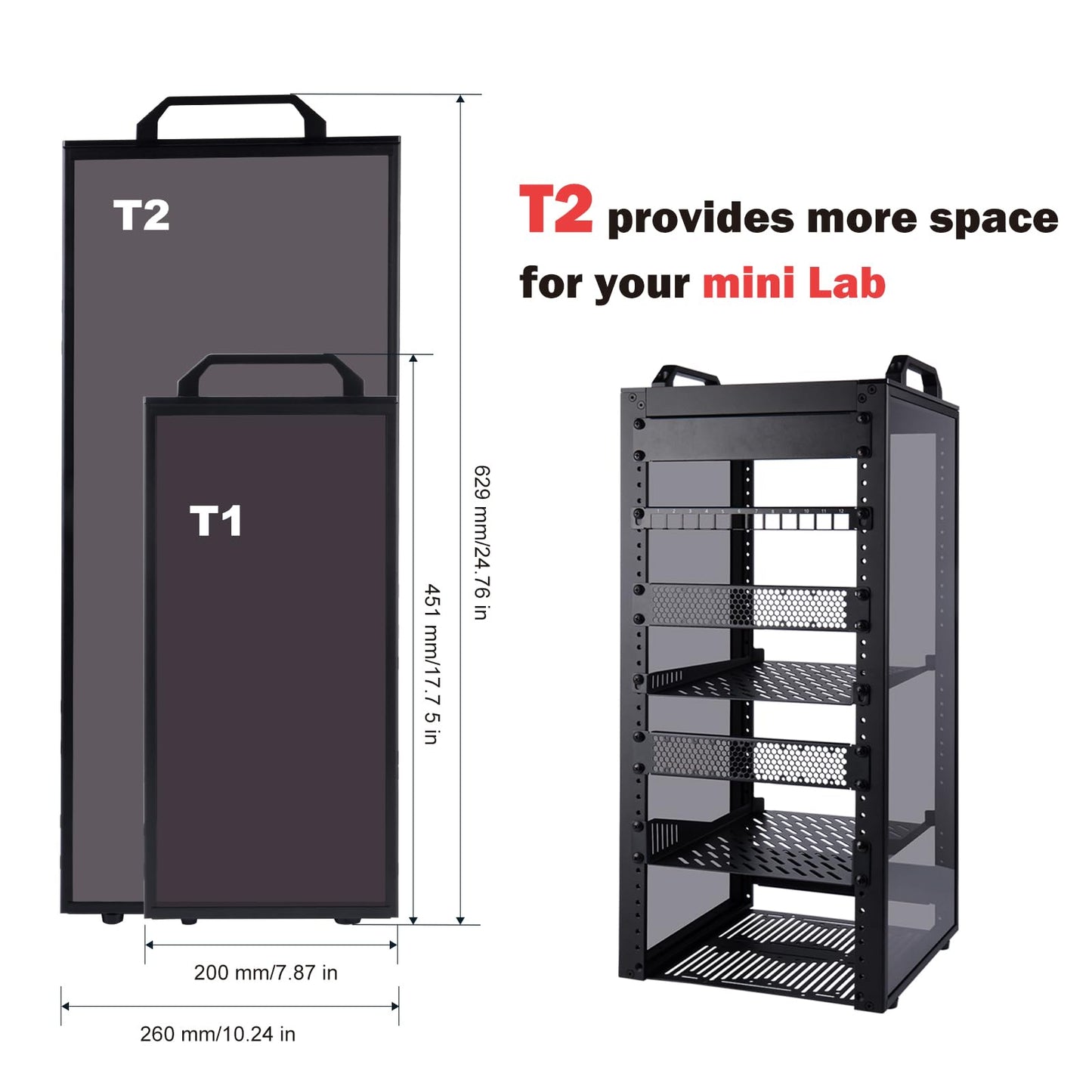 GeeekPi 12U Network Rack, 10 inch Mini Server Rack for Network, Servers, Audio, and Video Equipment, DeskPi RackMate T2 Rackmount, 10.23 inch Depth