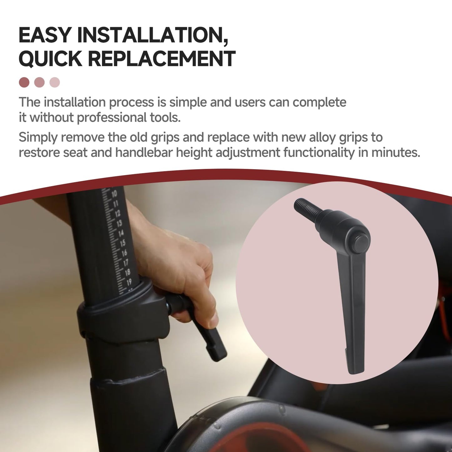 Suitable for Peloton Exercise Bike Seat and Handlebar Height Adjustment Handle Replacement – Alloy L Handle for Vertical Post, Exercise Bike Parts and Tools for Seat/Handlebar Up and Down Adjustment
