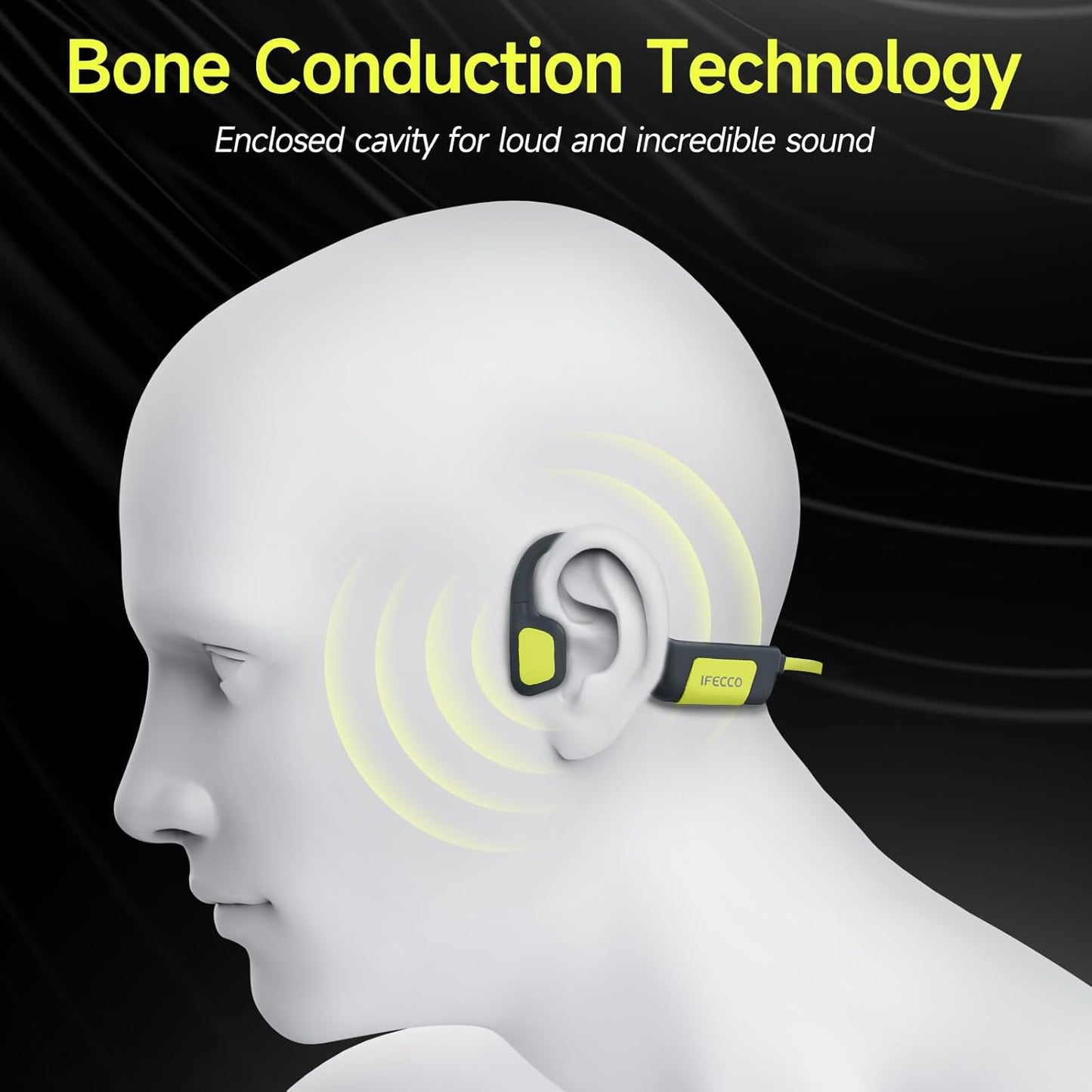 Swimming IP68 5.4,Open 32GB MP3 Swimming IFECCO Headphones Underwater - Waterproof Bone Conduction Headphones Bluetooth