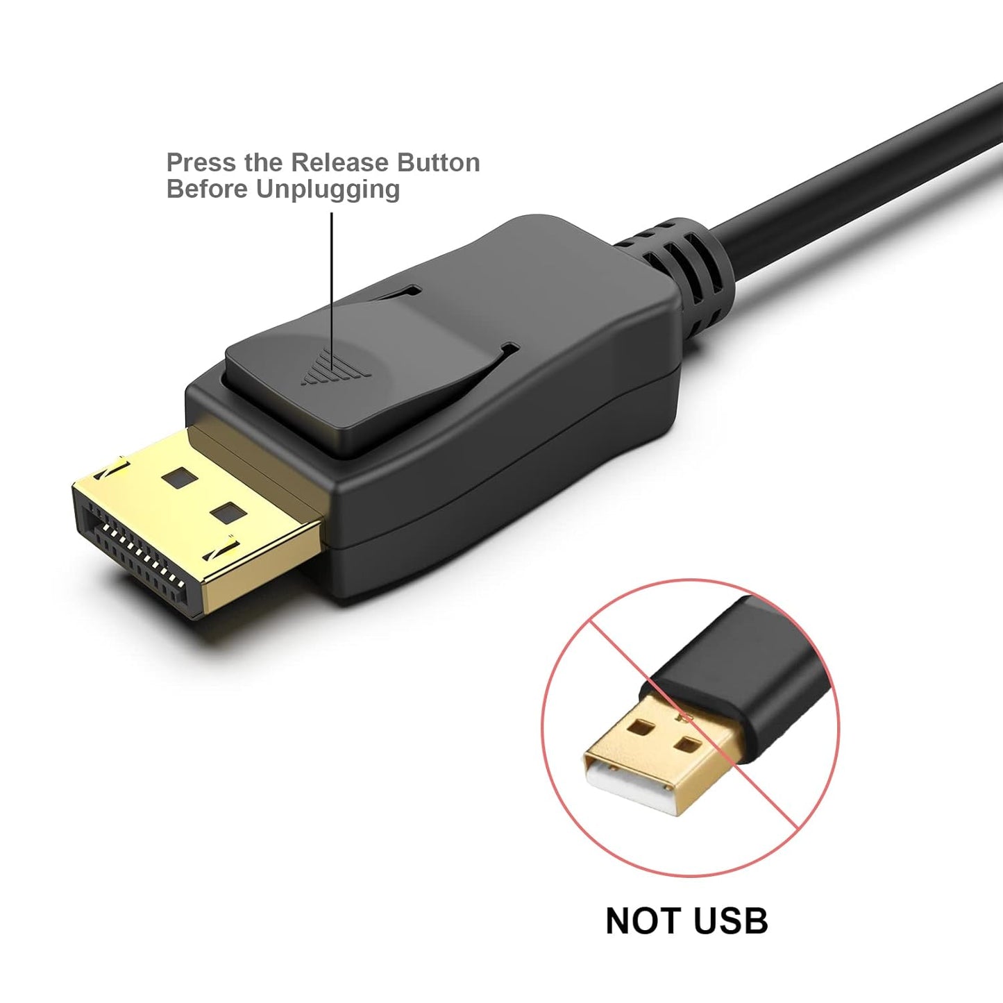 4K 6 1.2 1.4 AVACON DisplayPort to HDMI Feet Cable, Uni-Directional DP Computer to HDMI Screen Gold Plated Cord