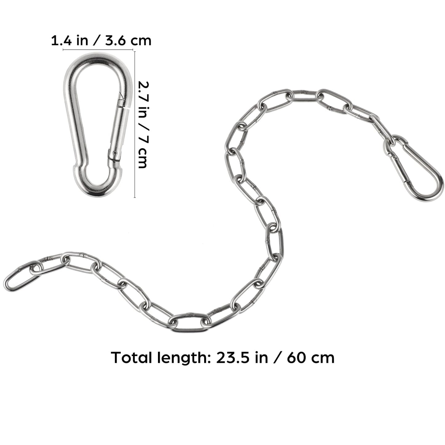Gym Cable Extension Chain, Silver Iron Metal 23.6 Inch Heavy Duty Extender, Triceps Pulley Machine Home Workout Weight Lifting Punching Bag