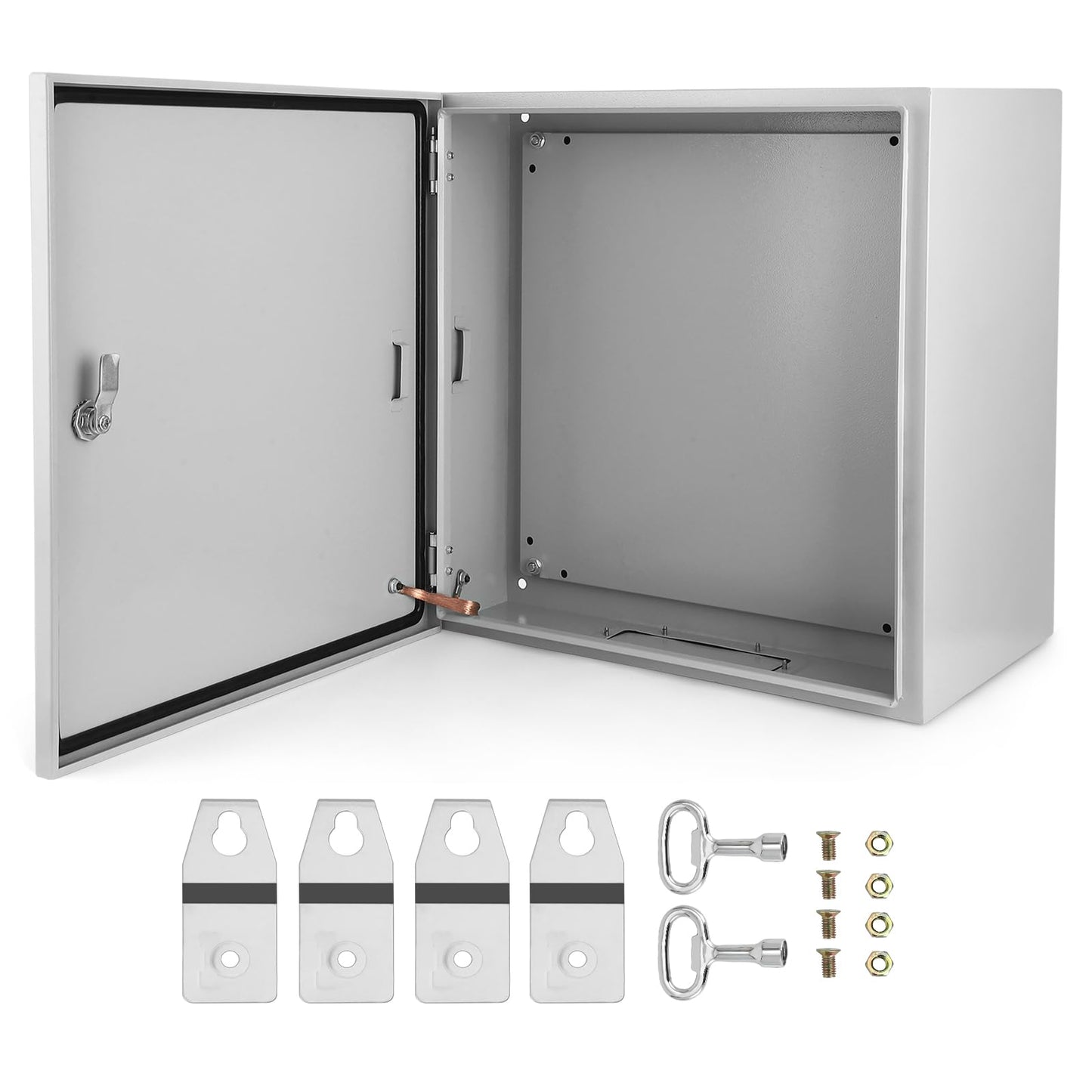 Garvee Outdoor Electrical Box, 24x24x12 Steel Junction Box, NEMA 4X Electrical Enclosure Box IP66 Waterproof & Dustproof, Universal Electrical Project Box with Lock & Mounting Plate