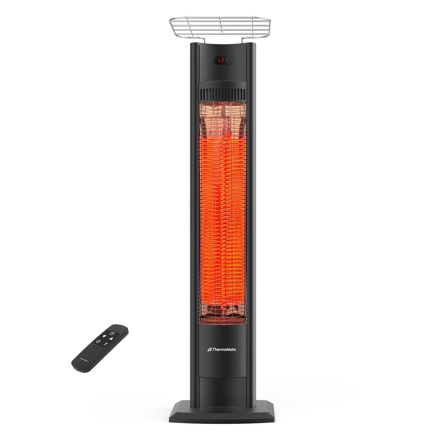 ThermoMate Outdoor Indoor Electric Patio Heater, 1500W 38.5" Portable Tower Infrared Heaer, IP55 Rated Space Radiant Heater with Remote, Timer, Tip-over Protection for Backyard, Restaurant & Garage