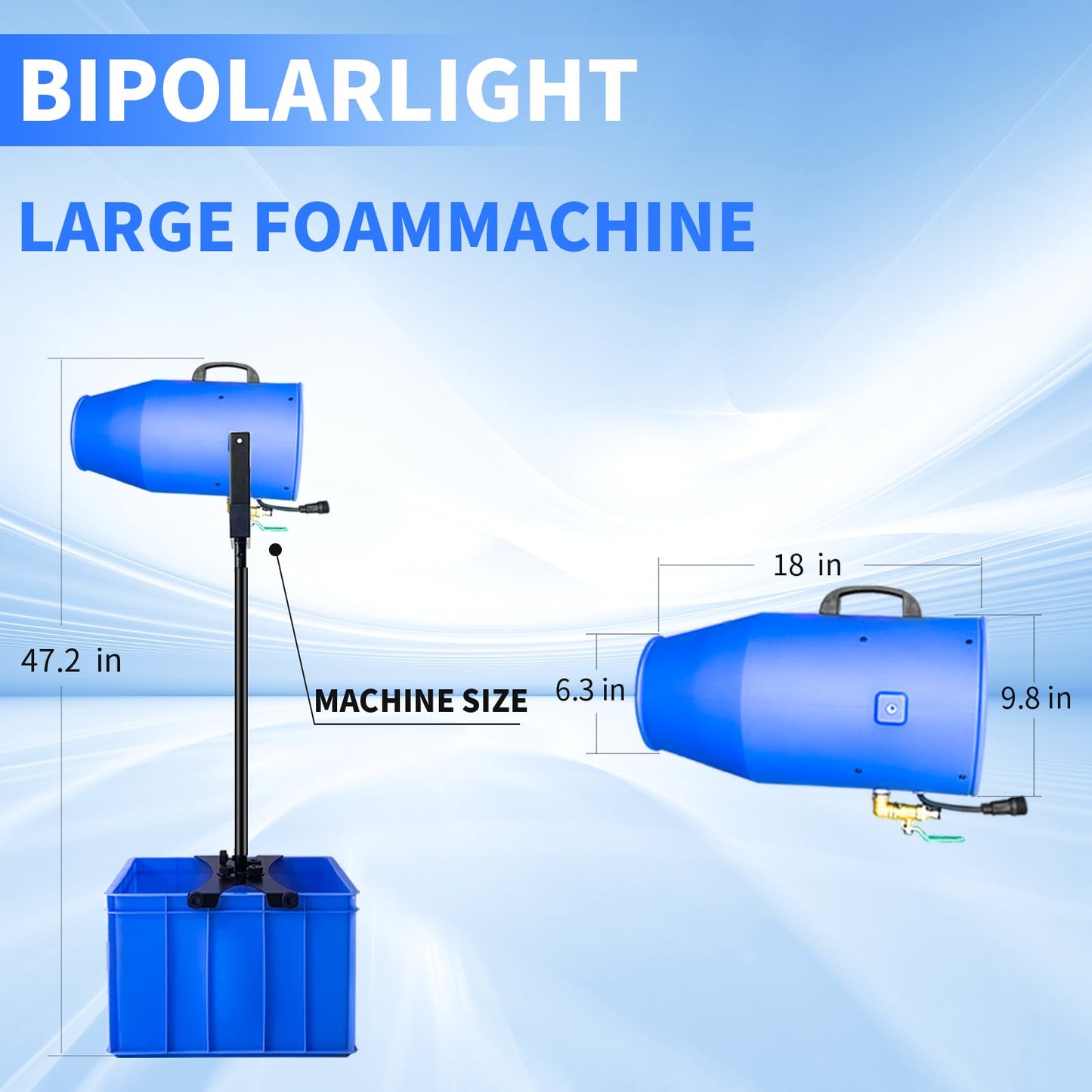Foam Machine for Party, Party Foam Machine with Water Tank, Foam Cannon for Garden, Pool, Indoor, Birthdays, Celebrations, and Backyard Events (Blue)