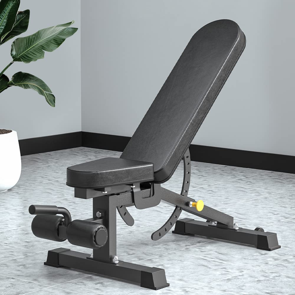 Cometofit Adjustable Bench, Professional Weight Bench, Incline Flat Decline Sit Up Bench,Dumbbell Stool (All Black)