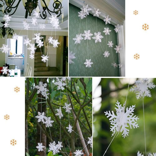 24Pcs Snowflake Christmas Decor - 12 Silver & 12 White 3D Paper Hanging Snowflakes for Holiday Parties