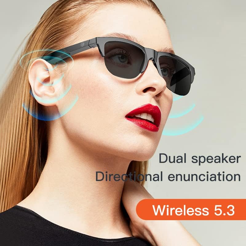Generic 5.3 Smart Glasses Open Ear Bluetooth Sunglasses for Men Women Bluetooth Smart Sunslasses Touch Control Music