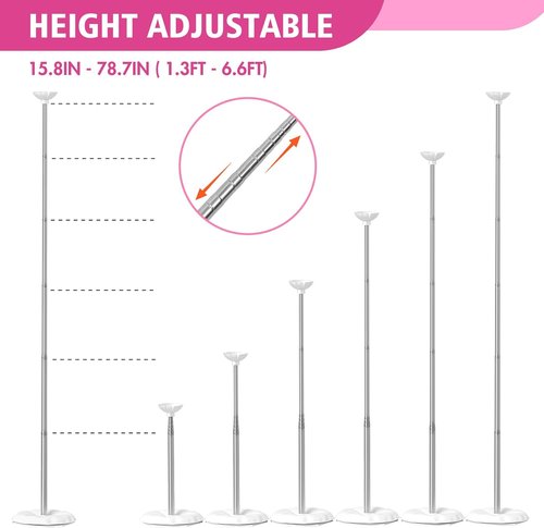 Bezente Rainbow Latex Balloons - 100 Pack with Adjustable 6.6ft Balloon Column Stand Set of 4