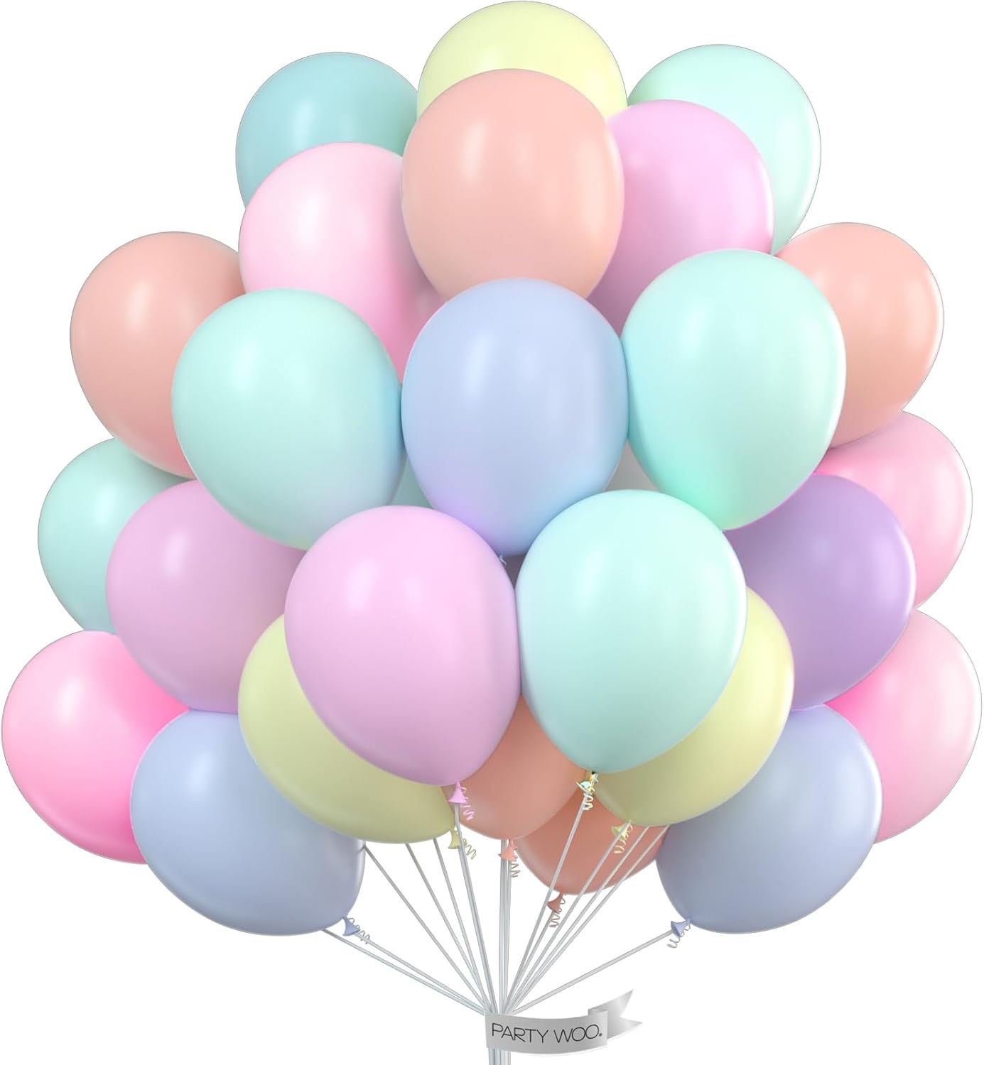 PartyWoo Pastel Rainbow Balloons - 66pcs 12 Inch Latex for Baby Showers, Gender Reveals & Parties