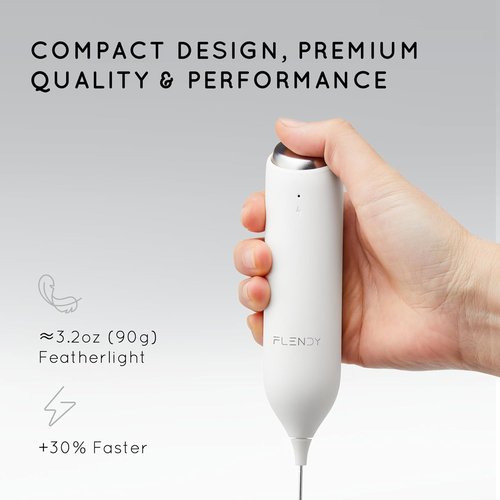 Flendy Rechargeable Milk Frother - Handheld Electric Drink Mixer with USB-C Charging Stand | Perfect for Coffee & Matcha