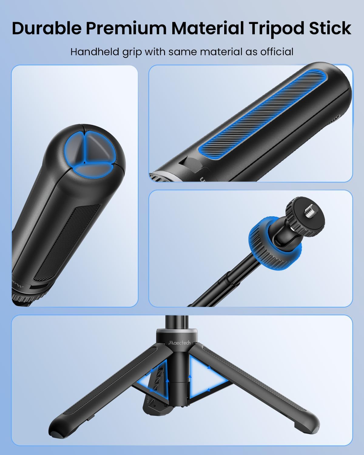 Maectech 15.8"/40cm 1/4" Insta360 X5/X4 13/12/MAX2 3/4 5Pro/6/4 Selfie Stick Tripod Extendable Mini Camera Tripod