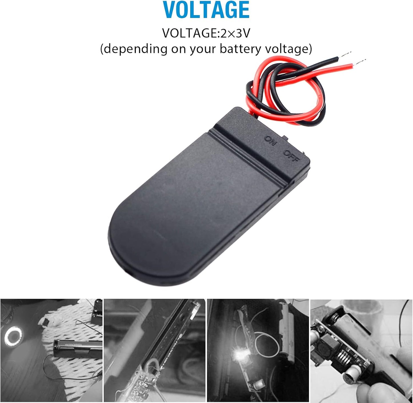 QTEATAK 6 2 3V CR2032 Pcs x Button Coin Cell Battery Holder with Leads On Off Switch