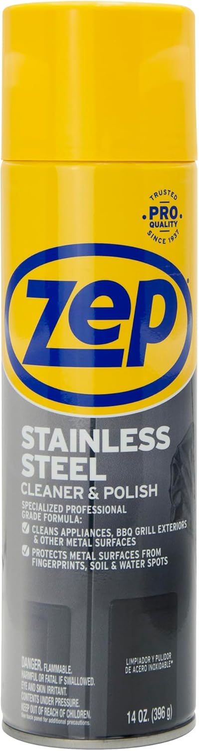 Zep Stainless Steel Cleaner & Polish - 14 Ounces | Protects Metal Surfaces from Fingerprints & Water Spots