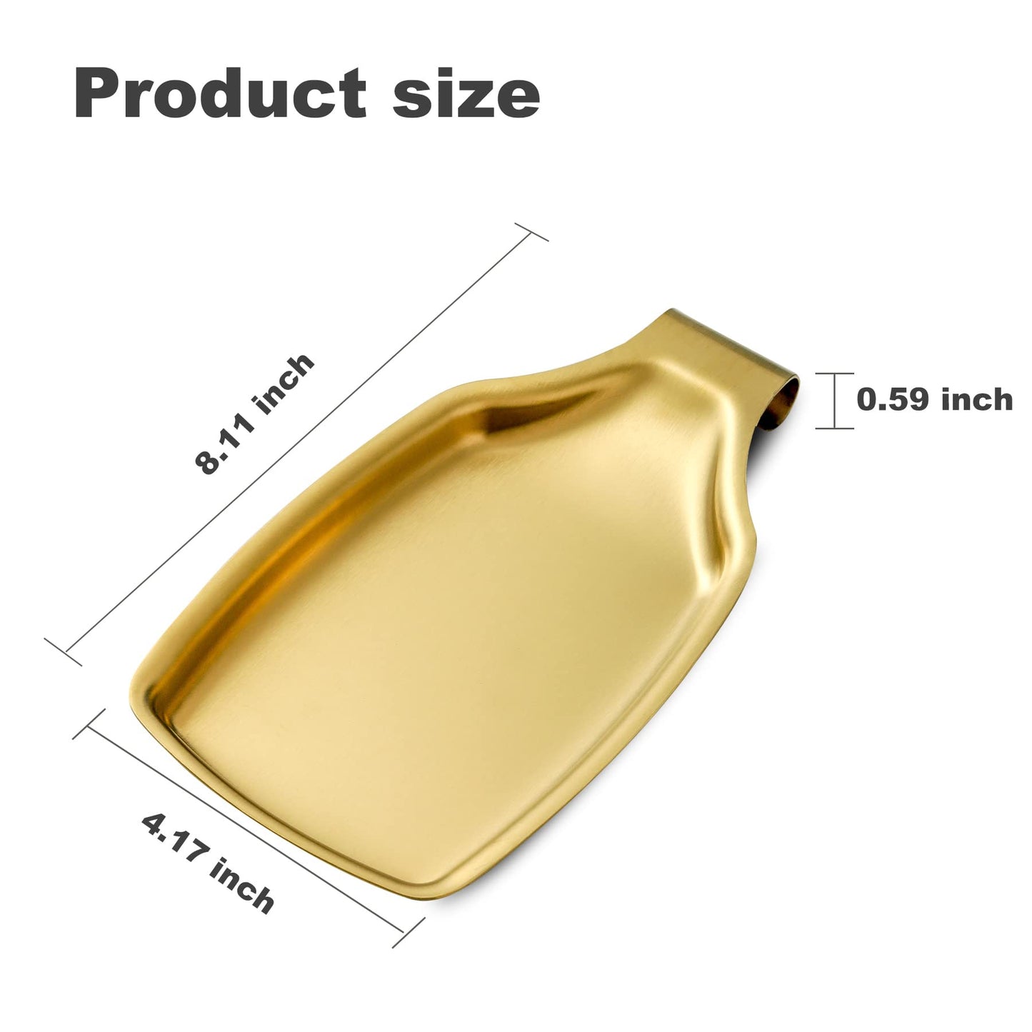 BETTWILL Gold Spoon Rest For Stove up, Stainless Steel Spoon Rest For Kitchen Counter, Large Kitchen Spoon Holder with Square Bottom, Spatula Spoon Ladle Utensil Holder, Heavy Duty.
