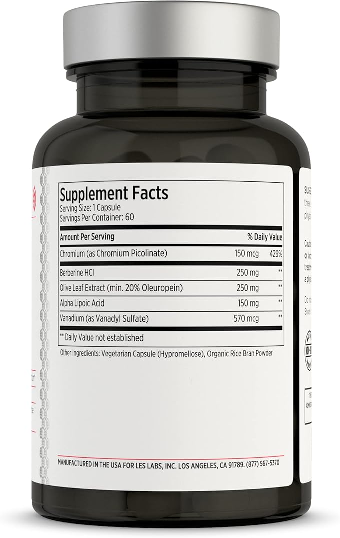 LES Labs Insulin Health ??Metabolic Health and Support, Lipid & Carbohydrate Metabolism ??Berberine, Chromium, Olive Leaf, Alpha Lipoic Acid & Vanadium ??Non-GMO Supplement ??60 Capsules