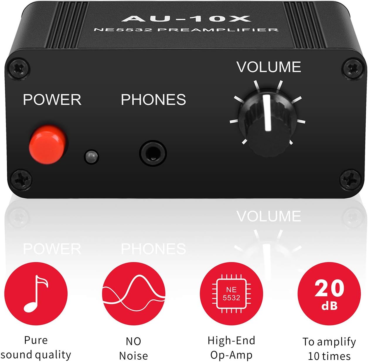 ATNEDCVH 20dB NE5532 3.5mm 3.5mm Mini Small Stereo Audio preamplifier, Headphone Amplifier, Gain Phono Turntable