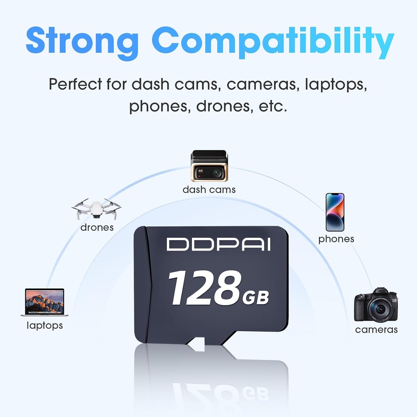 ddpai 128G U3 V30 100 SD Card, TF Card for Dash Cam Car Camera, Read Speed up to MB/s