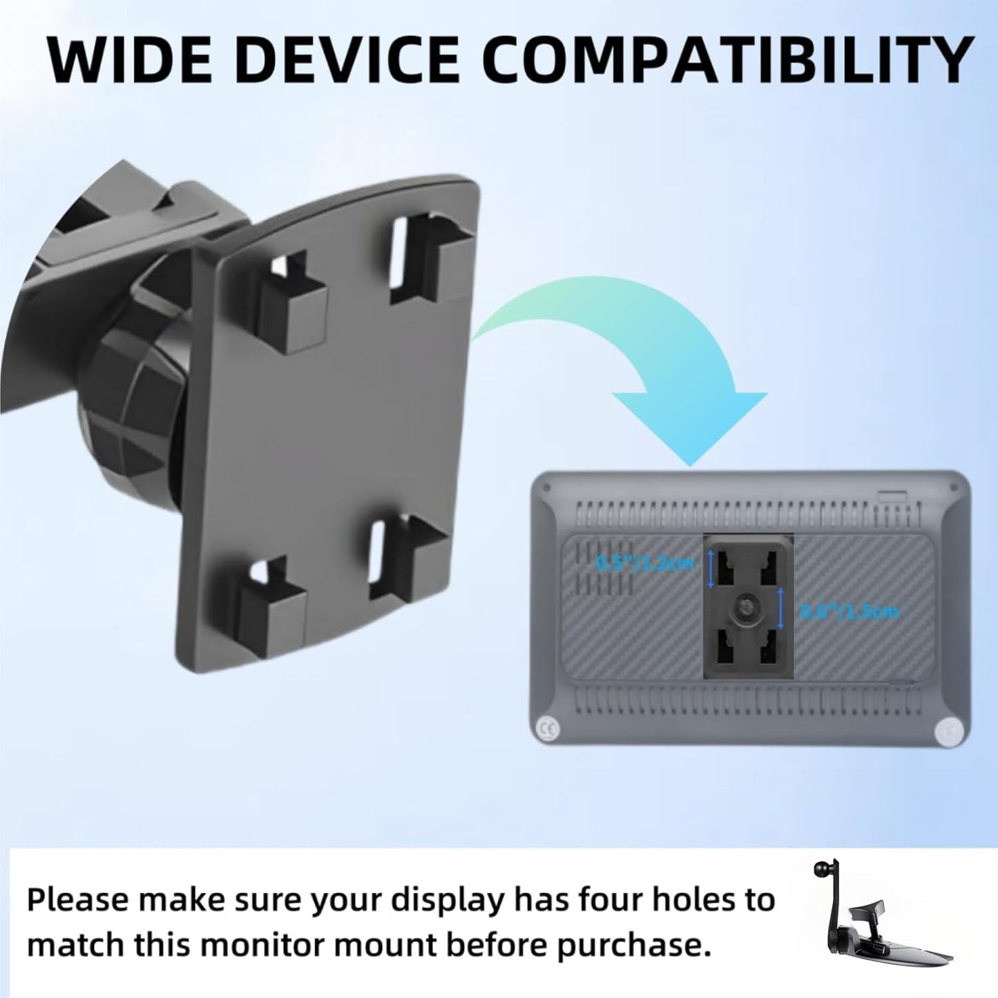 Epronic 360 7" 9" 10.26" Extended Arm CD Slot Mount for CarPlay Screen Adjustable Rotating Universal Head Compatible