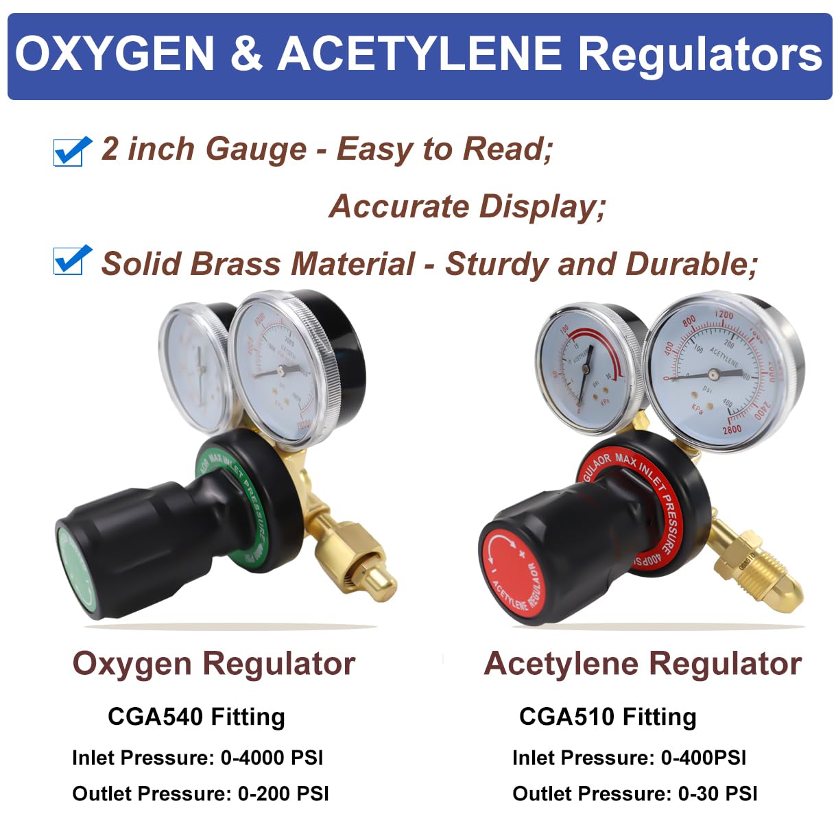 Oxy Acetylene Torch Kit, Gas Cutting Torch Welding Kit with Cutting & Welding Nozzle Gas Regulator & Oxygen Acetylene Gas Hose，Medium Duty Oxygen Acetylene Torch Kit Welder Tool Set
