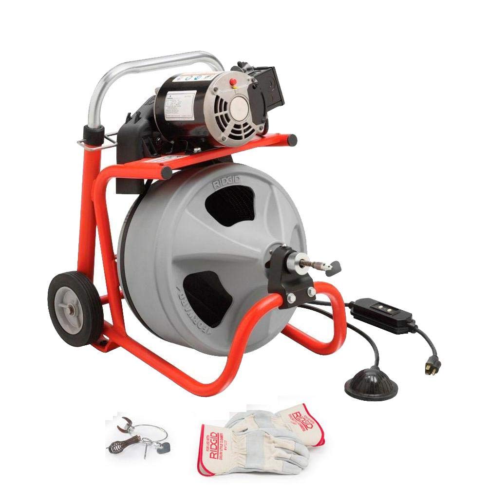RIDGID 26993 K-400 Machine, C-31 IW 3/8" x 50' (10mm x 15.2m) Solid Core Integral Wound Cable, T-260, T-202 Bulb Auger, T-205 “C” Cutter, T-211 Spade Cutter, A-13 Coupling Pin