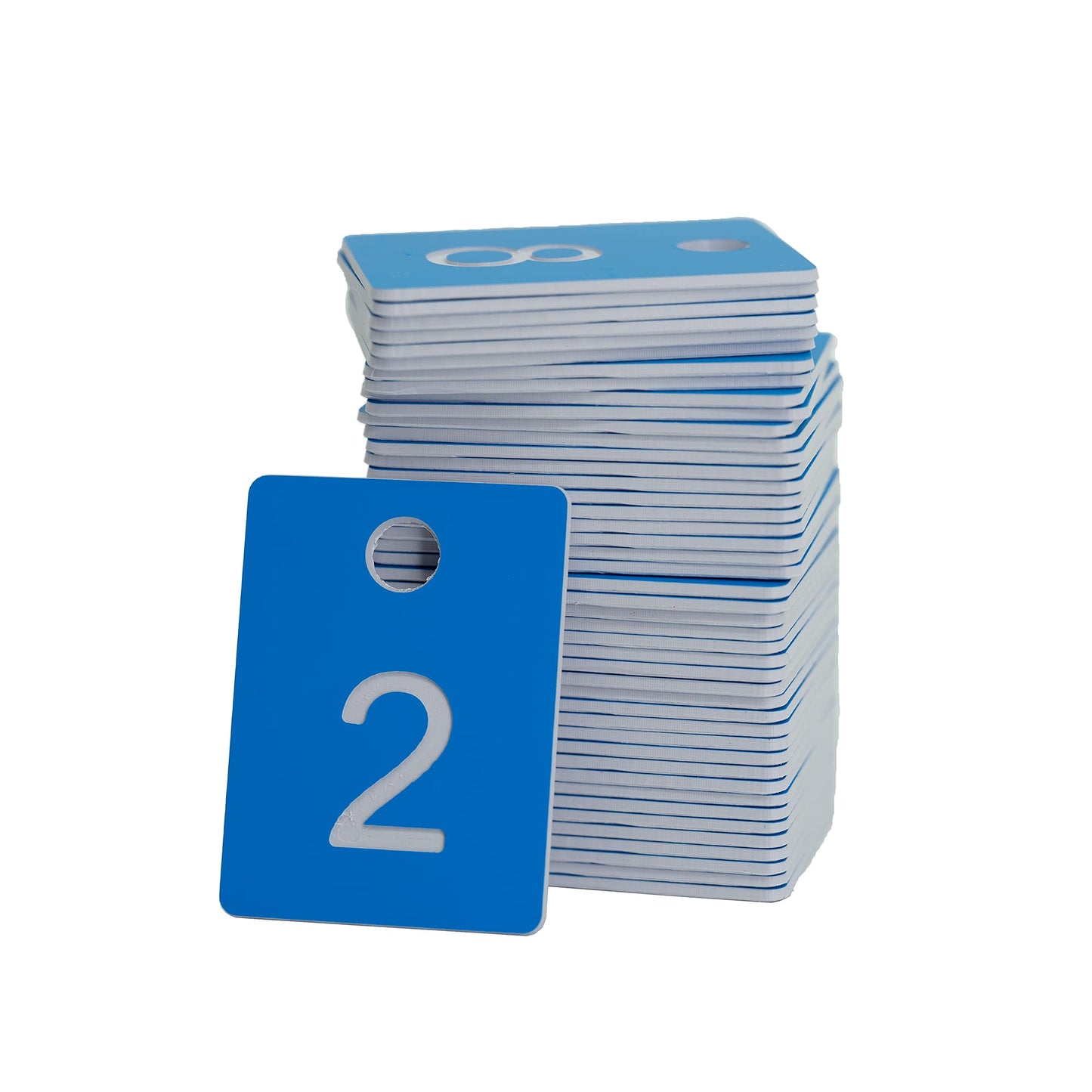 StayMax ABS Plastic Numbered Key Tags Rectangle ID Tag Number Disc with Hole (1-50, Blue)