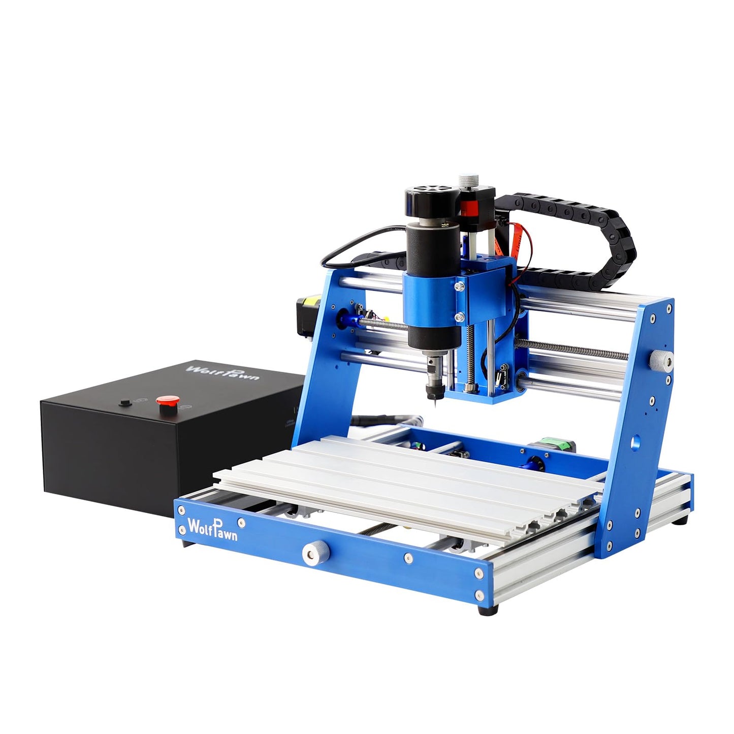 WolfPawn 3018 500W CNC Router Machine All Metal Structure 3 Aixs CNC Engraving Machine with Emergency Stop Button and Limit Switches for Wood Acrylic MDF Nylon Carving, Working Area 300X180X60mm