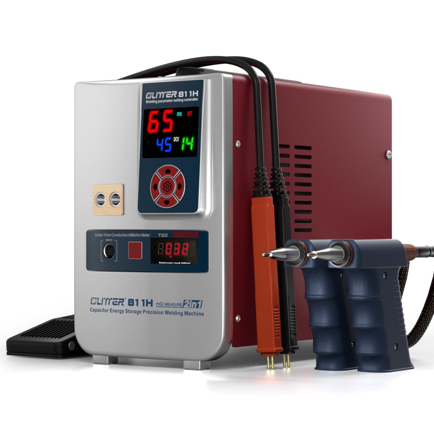 GLITTER Industry Spot Welder & Milliohm Resistance Meter, 42000W 7000A Battery Spot Welder, Copper Aluminum to Nickel Spot Welder for Lithium Batteries, Batch Build LiFePO4 Prismatic Battery Pack,811H