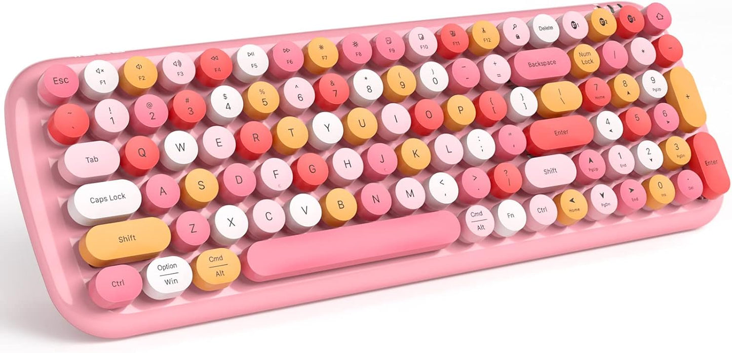 MOFII Wireless Keyboard and Mouse Combo, Full-Size Retro Typewriter-Style Wireless Keyboard with Optical Mouse